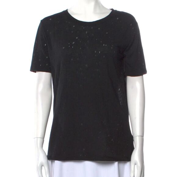 T by Alexander Wang Tee Shirt Size S Black Top Distressed Minimalist Athleisure - Picture 1 of 8